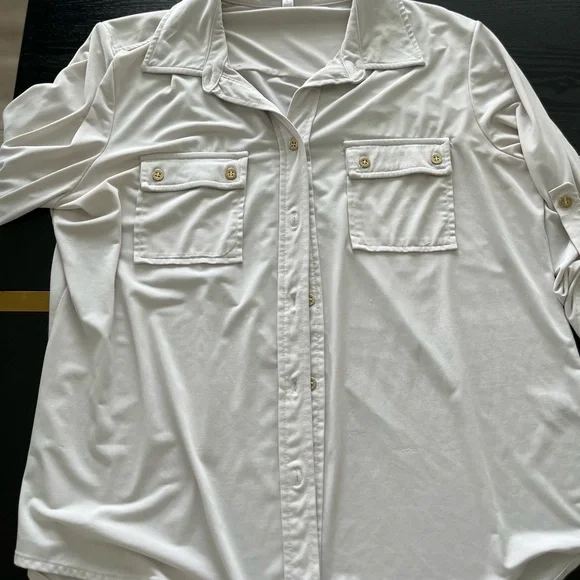 Ellen Tracy COMPANY Blouse Long Sleeve Collared Button Down Size Large - Picture 6 of 9